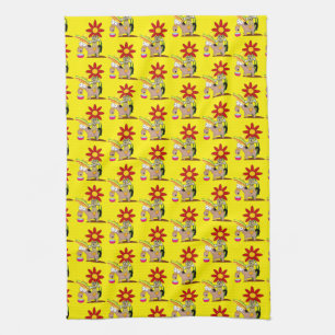 Donkey Dog Floral Kitchen Hand Towel Theedoek