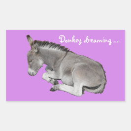Donkey droomt schattige baby ezel rechthoekige sticker