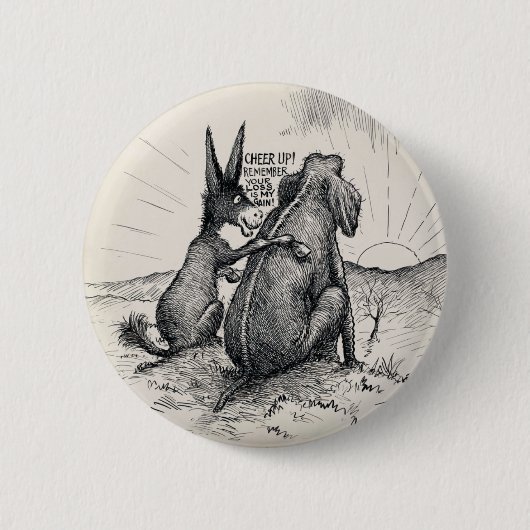 Donkey Elephant Election Pin/ Ronde Button 5,7 Cm (Voorkant)