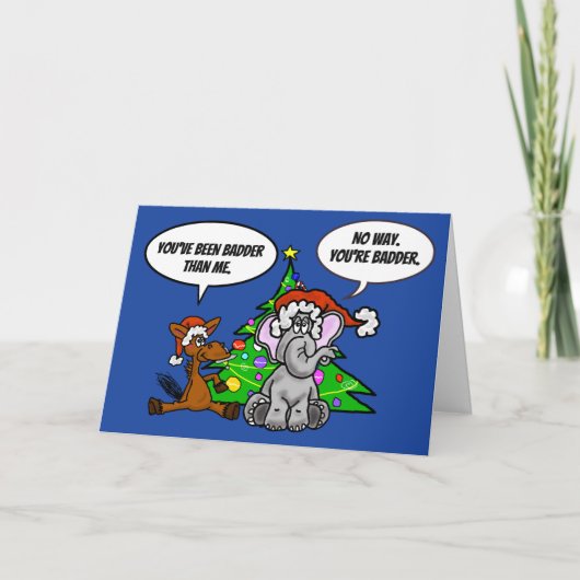 Donkey & Elephant Funny Politieke Kerst Kaart (Voorkant)