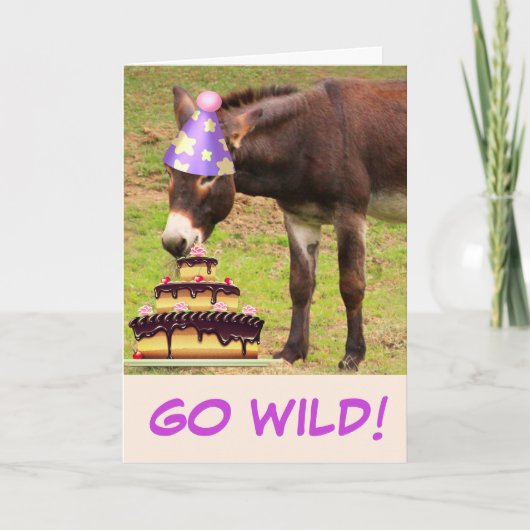 Donkey en Birthday Cake Kaart (Voorkant)