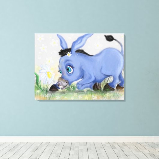 Donkey en Daisy Canvas Print (Insitu (Houten vloer))