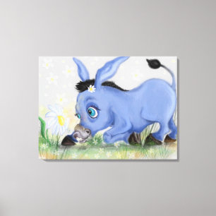 Donkey en Daisy Canvas Print