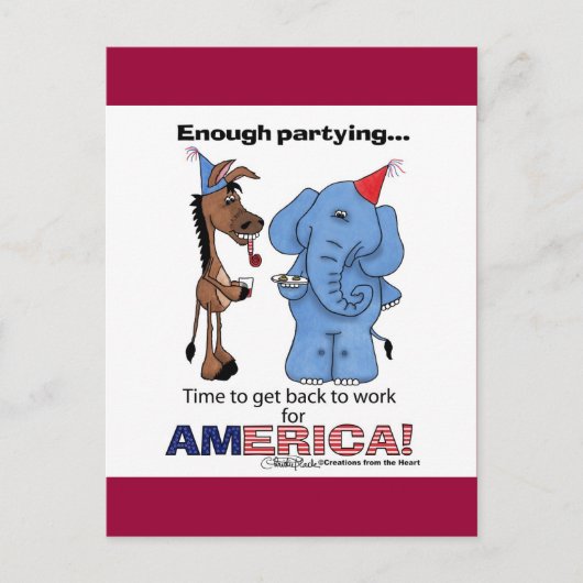 Donkey en Elephant genoeg Partnerschap! Uitnodiging Briefkaart (Voorkant)