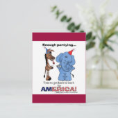 Donkey en Elephant genoeg Partnerschap! Uitnodiging Briefkaart (Staand voorkant)