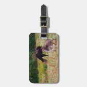 Donkey en paard in een Herfst veld. Bagagelabel (Voorkant verticaal)