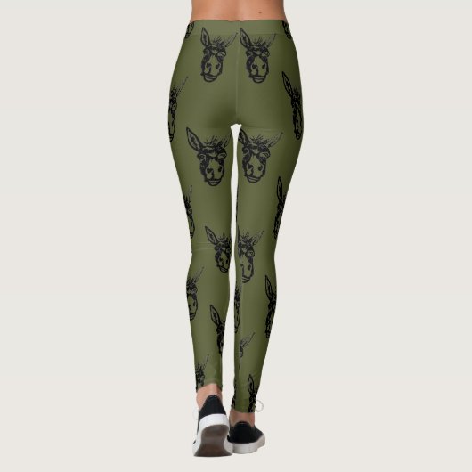 Donkey Face Stamp Olive Leggings (Achterkant)