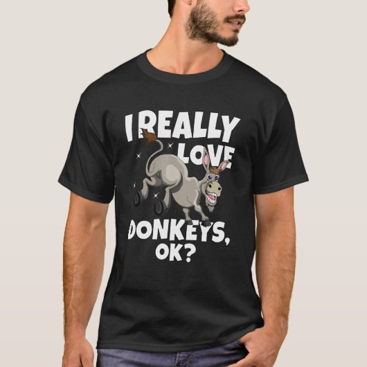 Donkey Farmer Donkey Mule ik hou echt van Donkeys  T-shirt (Voorkant)