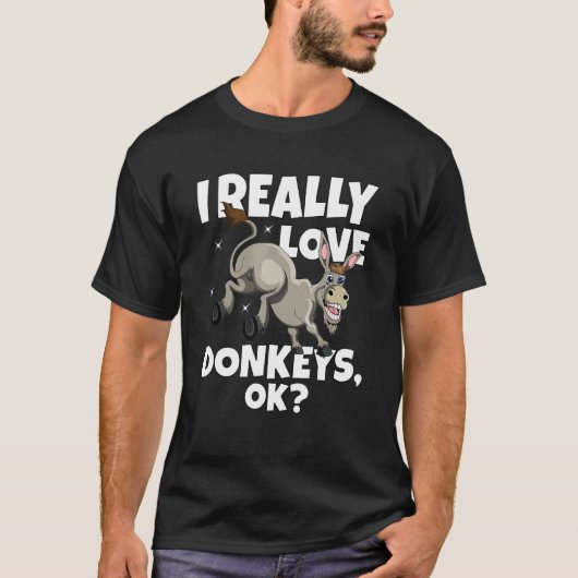 Donkey Farmer Donkey Mule ik hou echt van Donkeys  T-shirt (Voorkant)