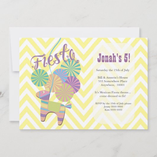 Donkey Fiesta Pinata Kinder Chevron Birthday Party Kaart (Voorkant)