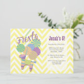 Donkey Fiesta Pinata Kinder Chevron Birthday Party Kaart (Staand voorkant)