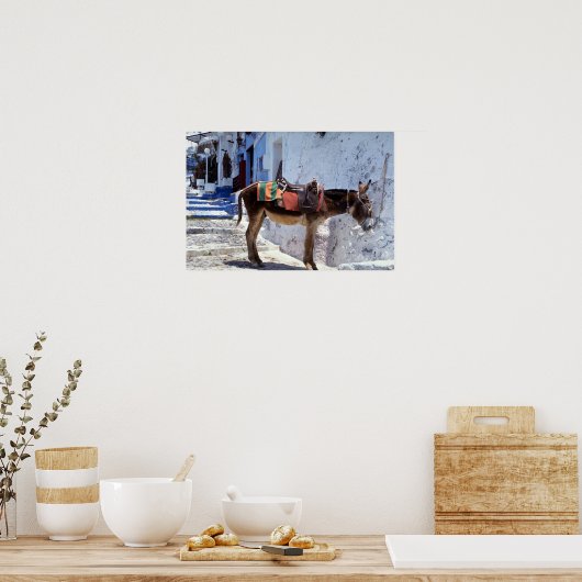 Donkey, Fira Santorini, Griekenland Poster (Keuken)