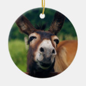 Donkey glimlacht voor Kerstmis Keramisch Ornament (Voorkant)