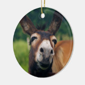 Donkey glimlacht voor Kerstmis Keramisch Ornament (Links)