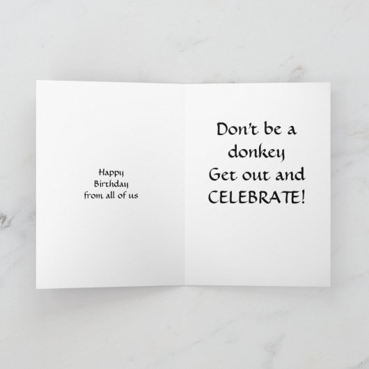 DONKEY GROUP BIRTHDAY WISHES KAART (Binnen)