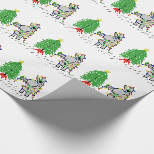 Donkey hangende kerstlichten cadeaupapier (Hoek)