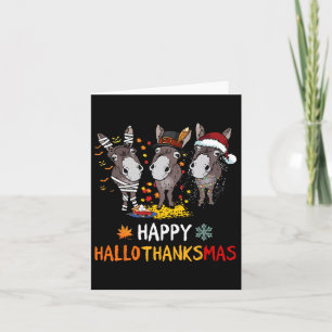 Donkey Happy Hanksmas Halloween Thanksgiving Kaart