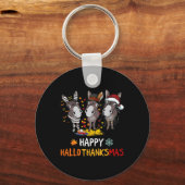 Donkey Happy Hanksmas Halloween Thanksgiving Sleutelhanger (Voorkant)