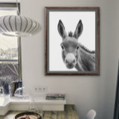 Donkey Head Portrait zwart wit Poster