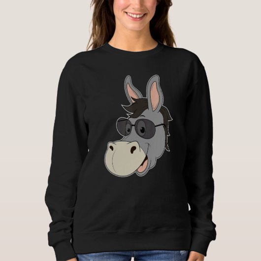 Donkey Head Sunglazen Mule Heart Zoo Animal Farme Trui (Voorkant)