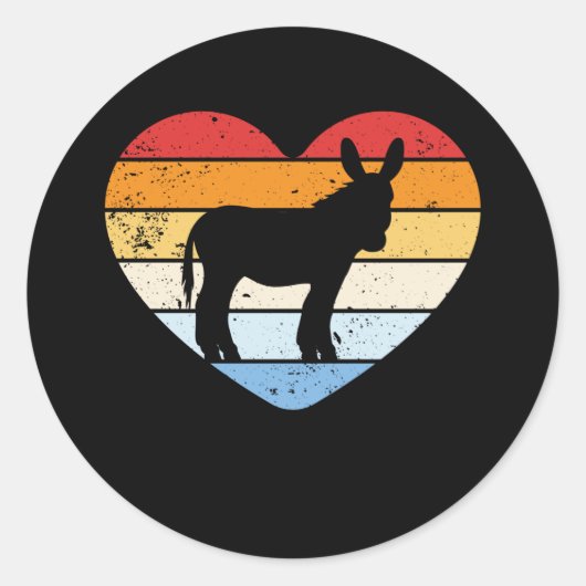 Donkey Heart Retro Ronde Sticker (Voorkant)