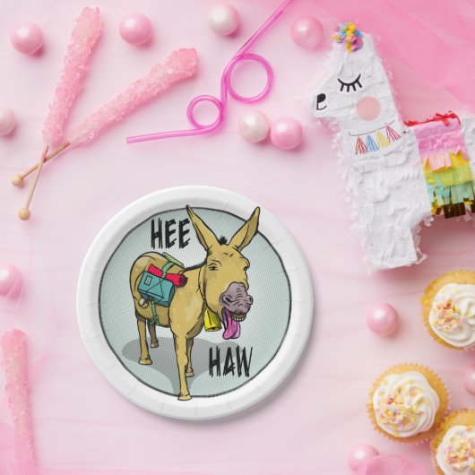Donkey HEE HAW Papieren Bordje (Feest)