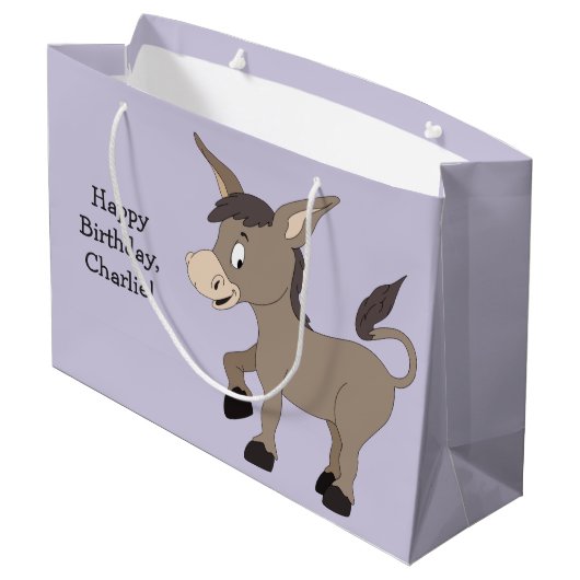 Donkey illustratie, aangepaste tekstcadeautas large cadeautasje (Achterkant Gekanteld)