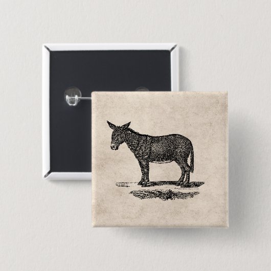  Donkey Illustration - Donkeys 1800 Vierkante Button 5,1 Cm (Voorkant /achterkant)
