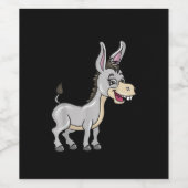 Donkey Illustration Lover Gift Farmer Funny Wijn Etiket (Enkel label)