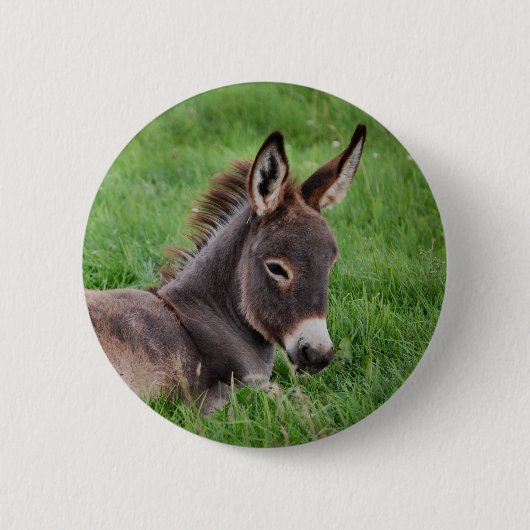 Donkey in de gras ronde button 5,7 cm (Voorkant)