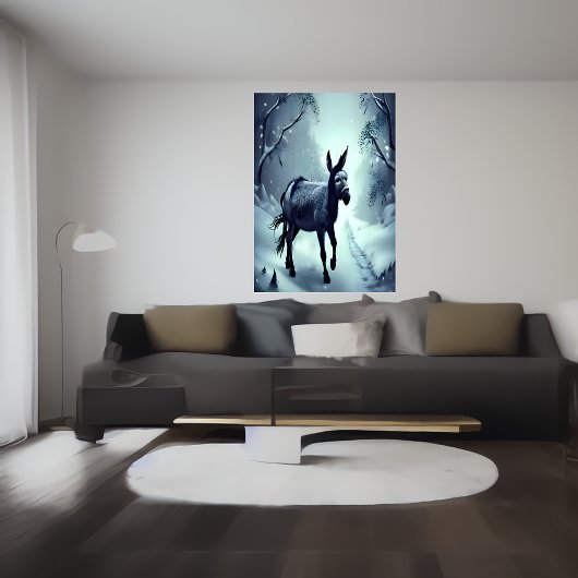 Donkey in de sneeuwberg | AI Art Poster