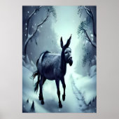 Donkey in de sneeuwberg | AI Art Poster (Voorkant)