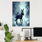 Donkey in de sneeuwberg | AI Art Poster (Thuiskantoor)