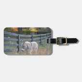 Donkey in een herfst veld bagagelabel (Voorkant horizontaal)