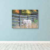 Donkey in een herfst veld canvas afdruk (Insitu (Houten vloer))