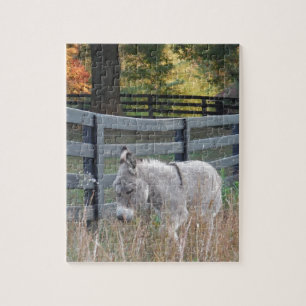 Donkey in een herfst veld legpuzzel