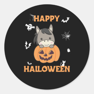 Donkey in Pumpkin Sweet Donkey Happy Halloween Ronde Sticker