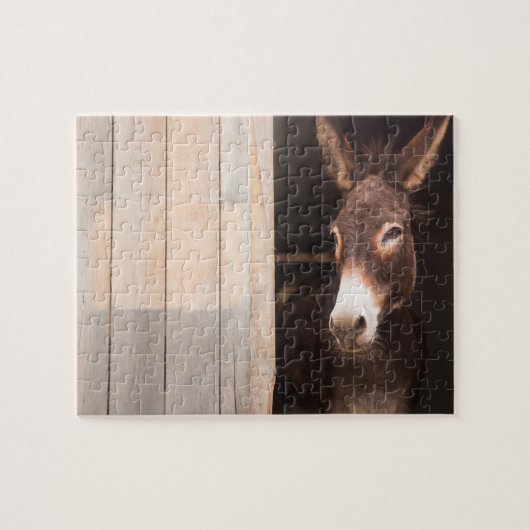 Donkey in Stable | Landbouwdieren Legpuzzel (Horizontaal)