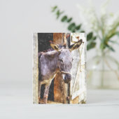 Donkey in waterverf briefkaart (Staand voorkant)