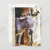 Donkey in waterverf briefkaart (Voorkant / Achterkant)