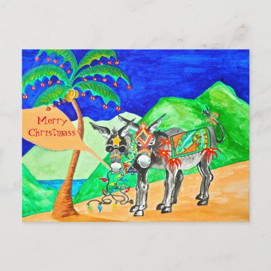 Donkey-kerstKaart Briefkaart (Voorkant)