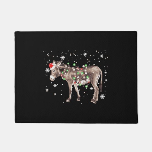 Donkey-kerstkleur verlicht kerstkerstkerstkerstker deurmat (Voorkant)