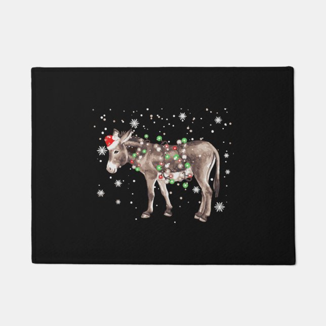Donkey-kerstkleur verlicht kerstkerstkerstkerstker deurmat (Voorkant)