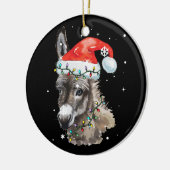 Donkey kerstkleur verlicht Santa Hat Donkey Keramisch Ornament (Links)