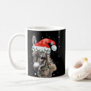 Donkey kerstkleur verlicht Santa Hat Donkey Koffiemok