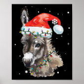 Donkey kerstkleur verlicht Santa Hat Donkey Poster (Voorkant)