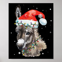 Donkey kerstkleur verlicht Santa Hat Donkey