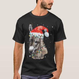 Donkey kerstkleur verlicht Santa Hat Donkey T-shirt