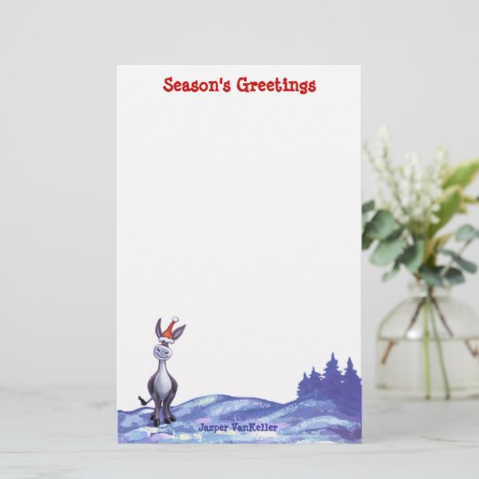 Donkey Kerstmis Briefpapier (Staand voorkant)