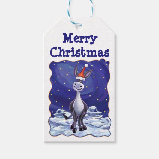 Donkey Kerstmis Cadeaulabel (Voorkant)